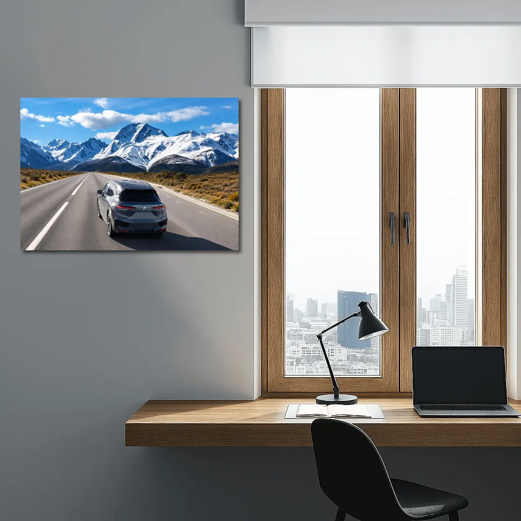 BMW iX SUV on Mountain Road – Wall Art