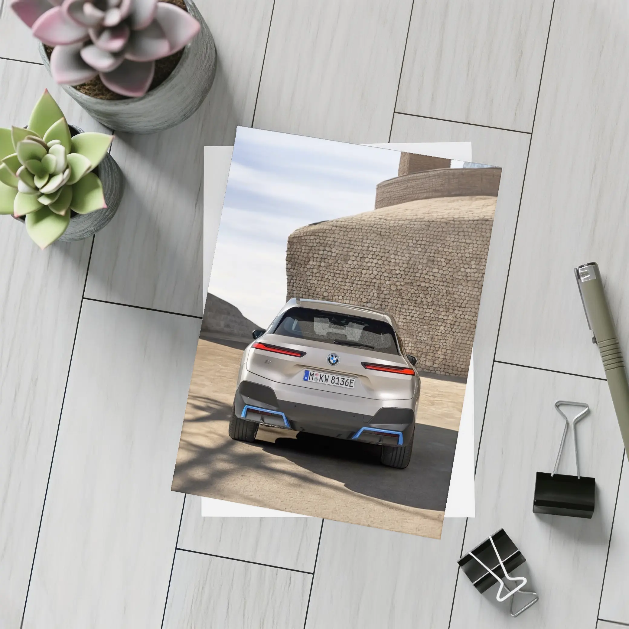 BMW iX Electric SUV Rear Stone Wall – Postcards