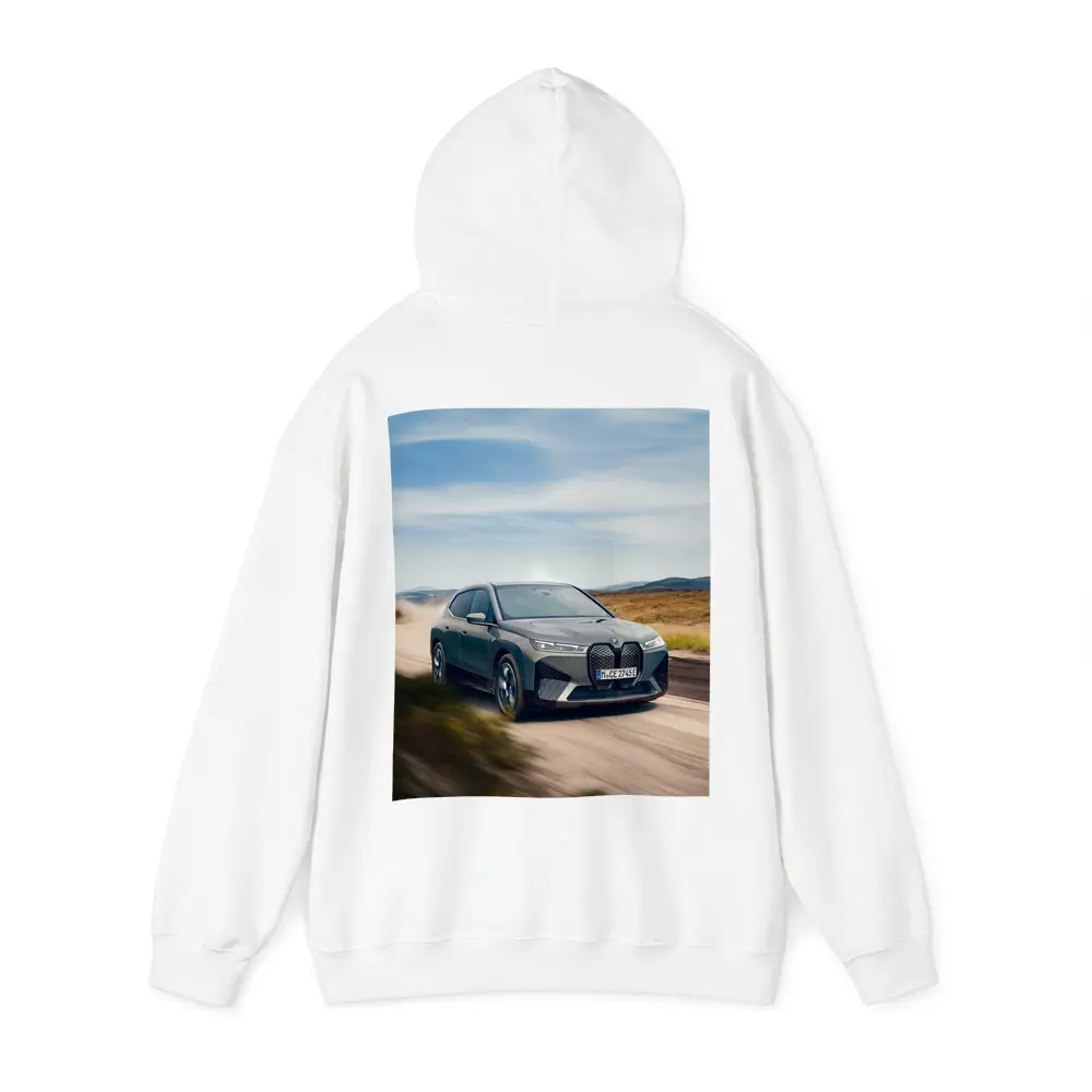BMW iX Driving Dusty Desert Road – Hoodies