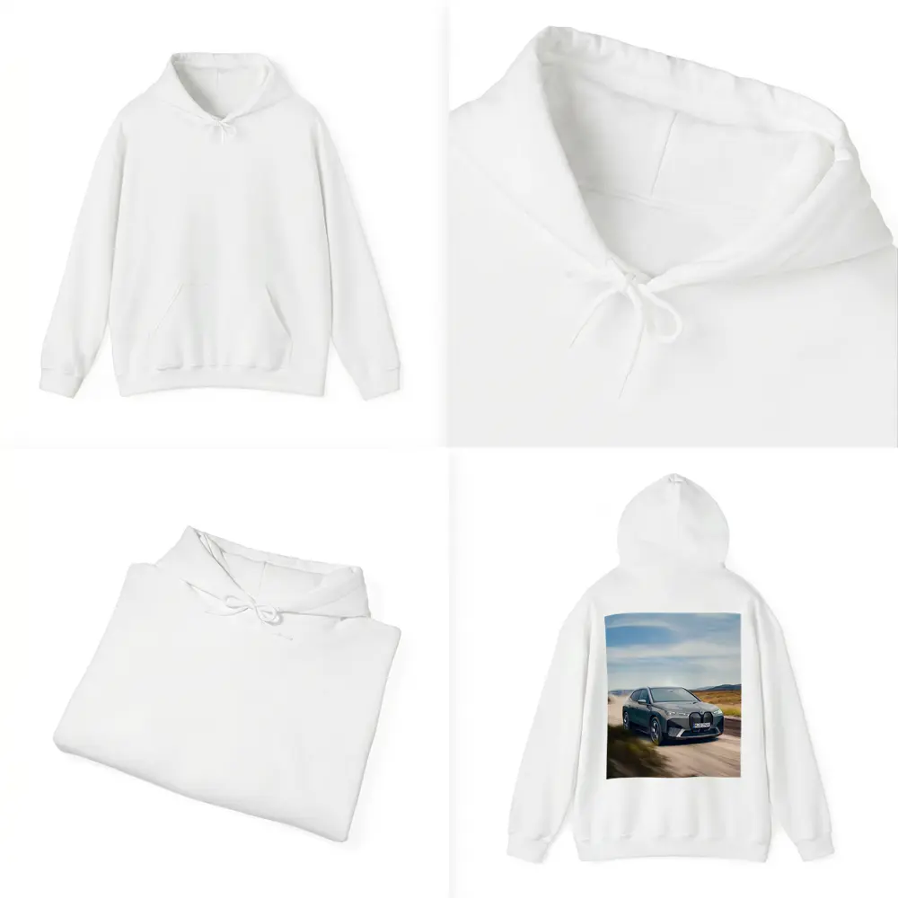 BMW iX Driving Dusty Desert Road – Hoodies