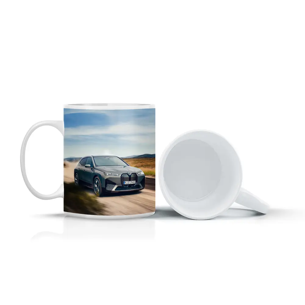 BMW iX Driving Dusty Desert Road – Mugs