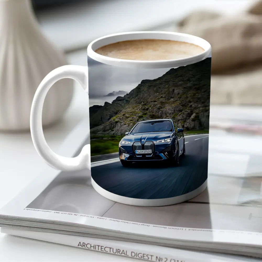 BMW iX Driving Mountain Road Blue – Mugs