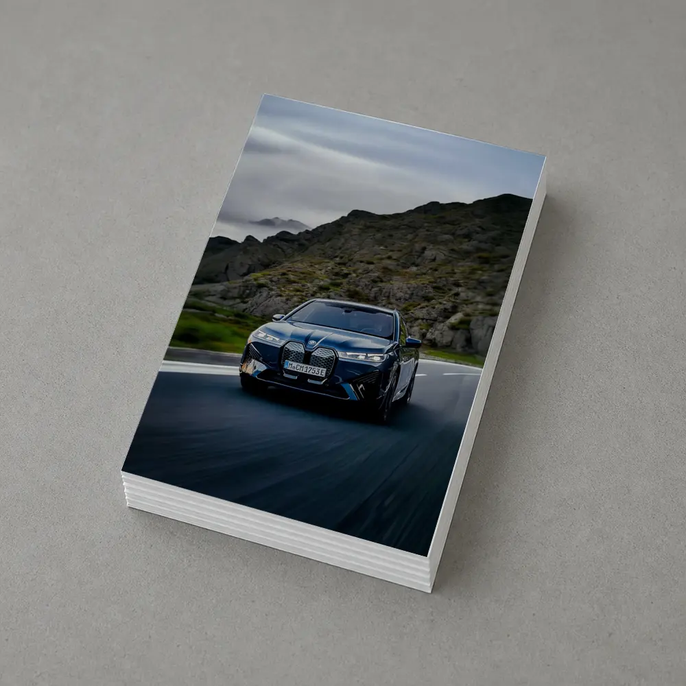 BMW iX Driving Mountain Road Blue – Postcards