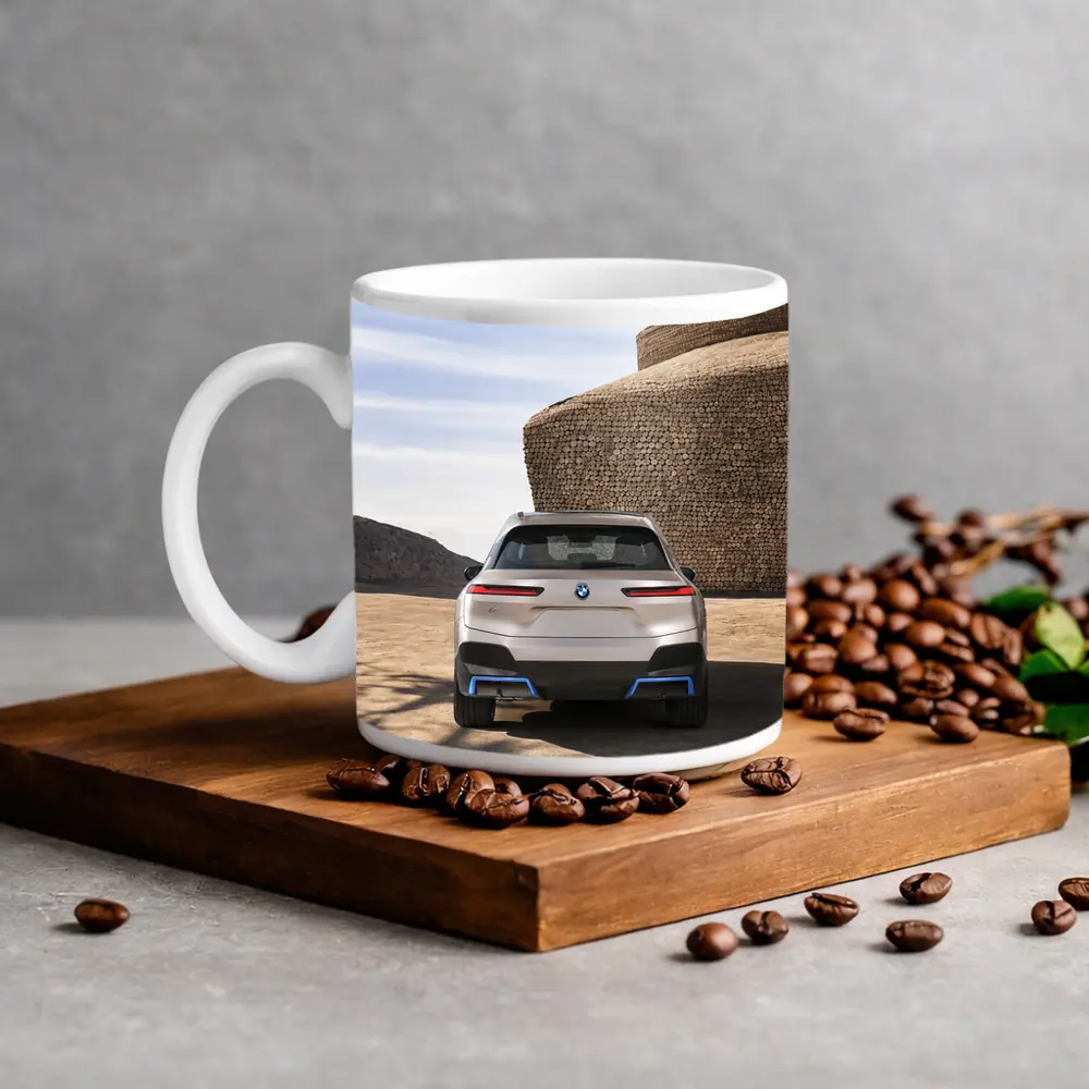 BMW iX Rear View Desert Stone Structure – Mugs