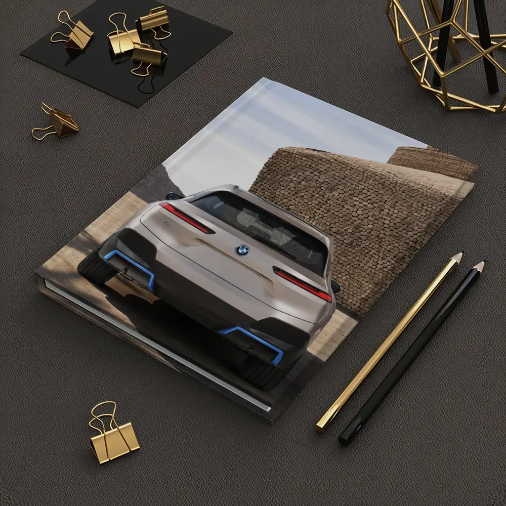 BMW iX Rear View Desert Stone Structure – Notebooks