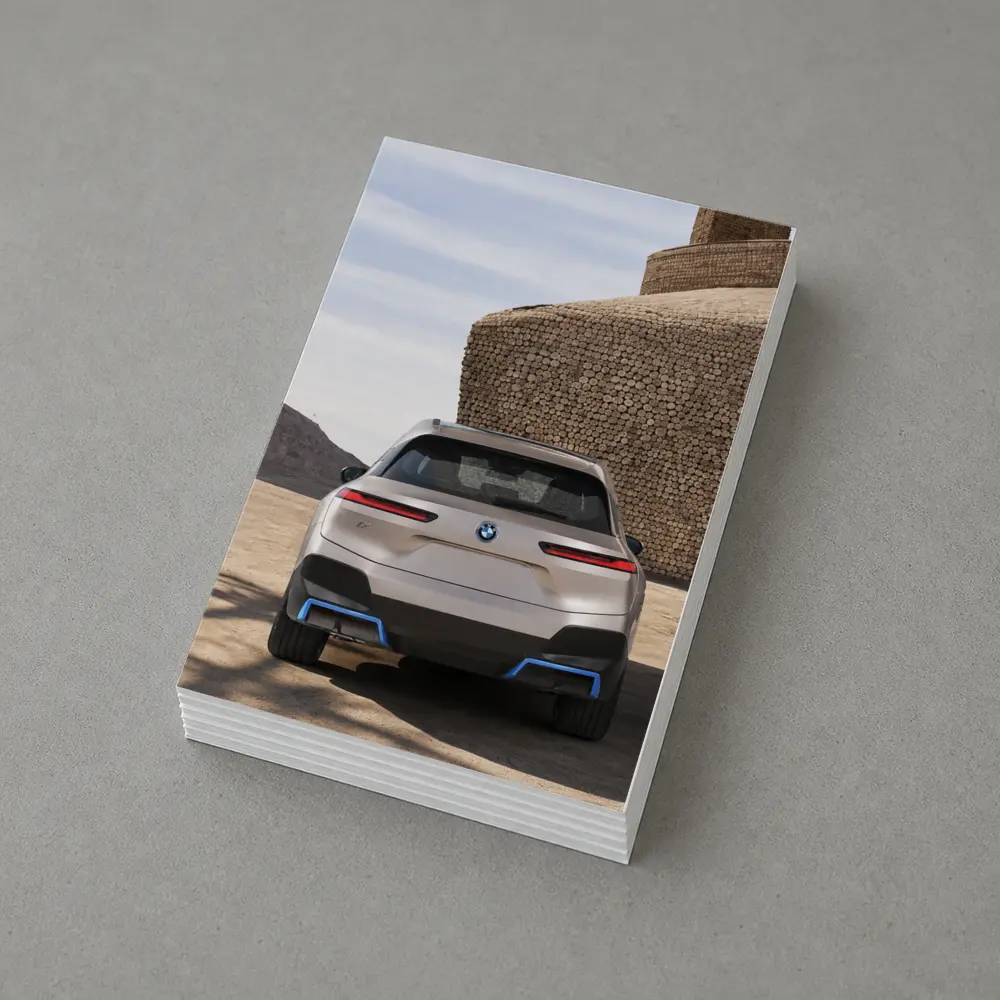 BMW iX Rear View Desert Stone Structure – Postcards