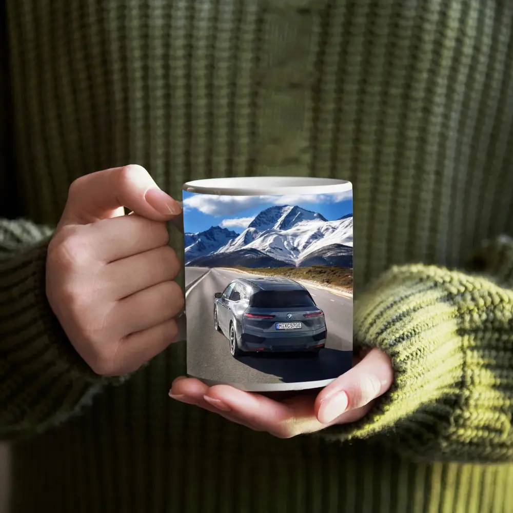 BMW iX Gray on Mountain Highway Road – Mugs