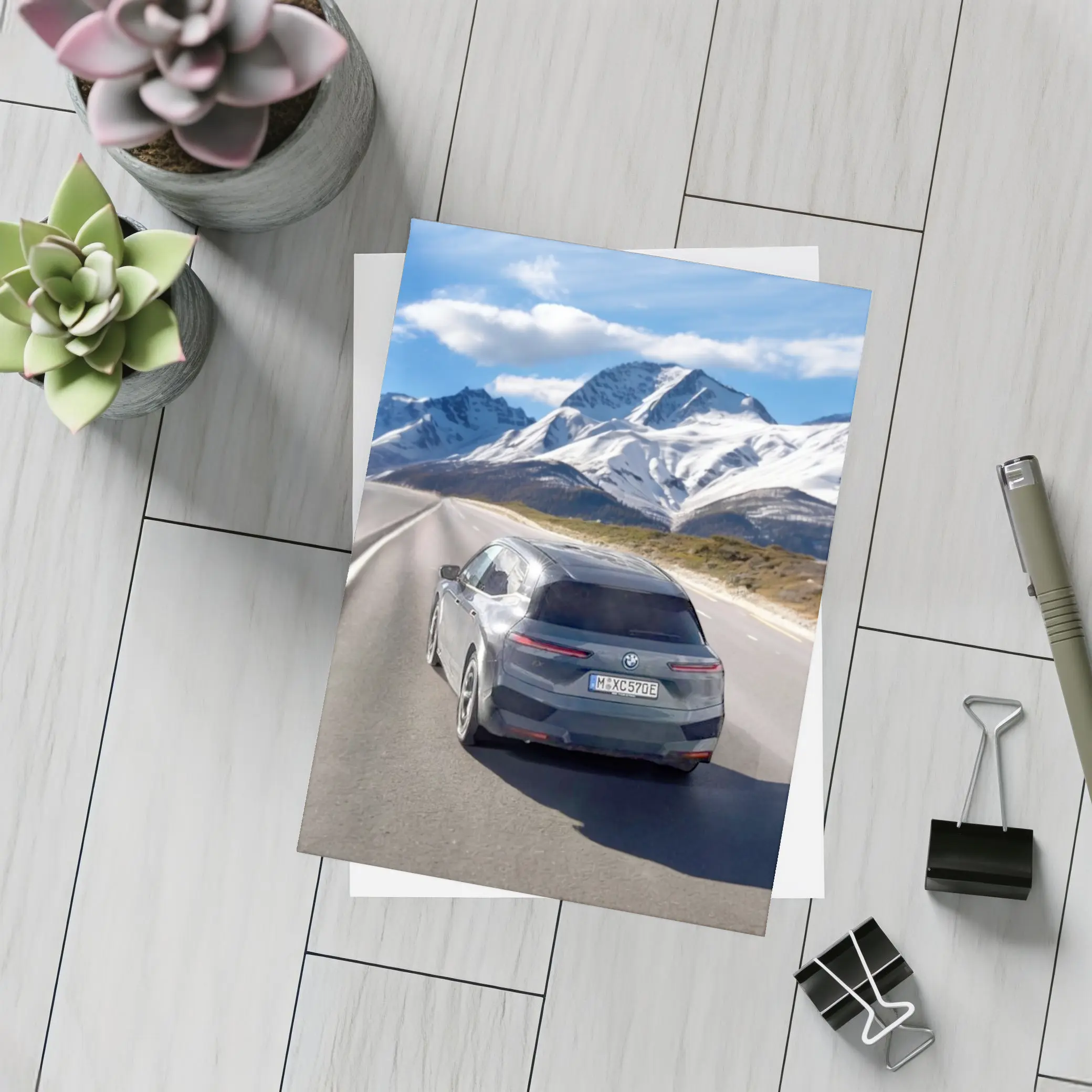 BMW iX Gray on Mountain Highway Road – Postcards