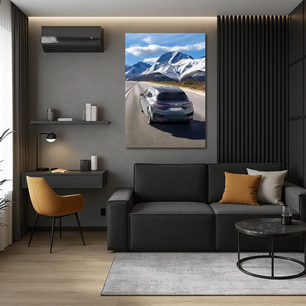 BMW iX Gray on Mountain Highway Road – Wall Art