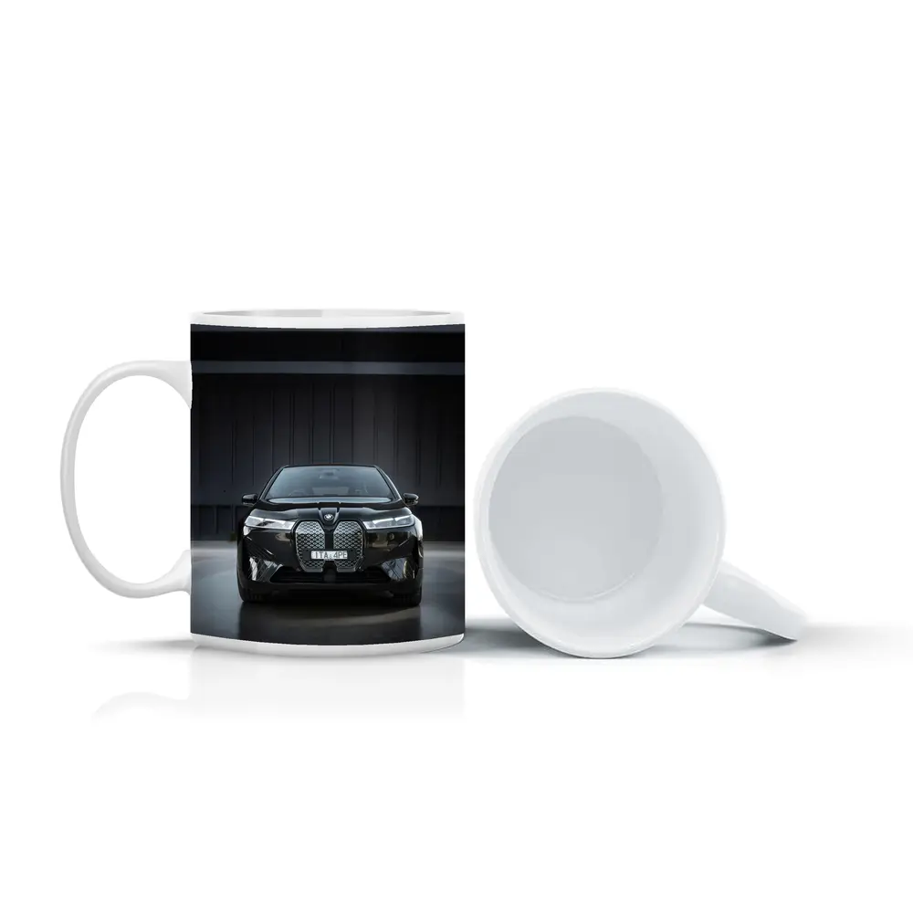 BMW iX Black Front View Dark Garage – Mugs