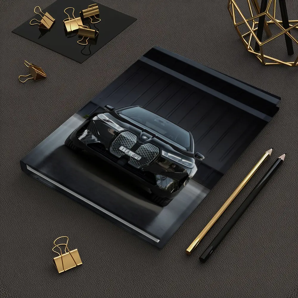 BMW iX Black Front View Dark Garage – Notebooks
