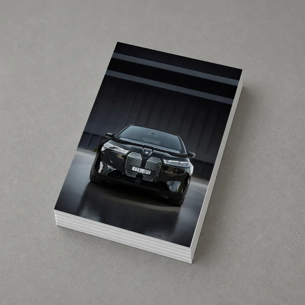 BMW iX Black Front View Dark Garage – Postcards