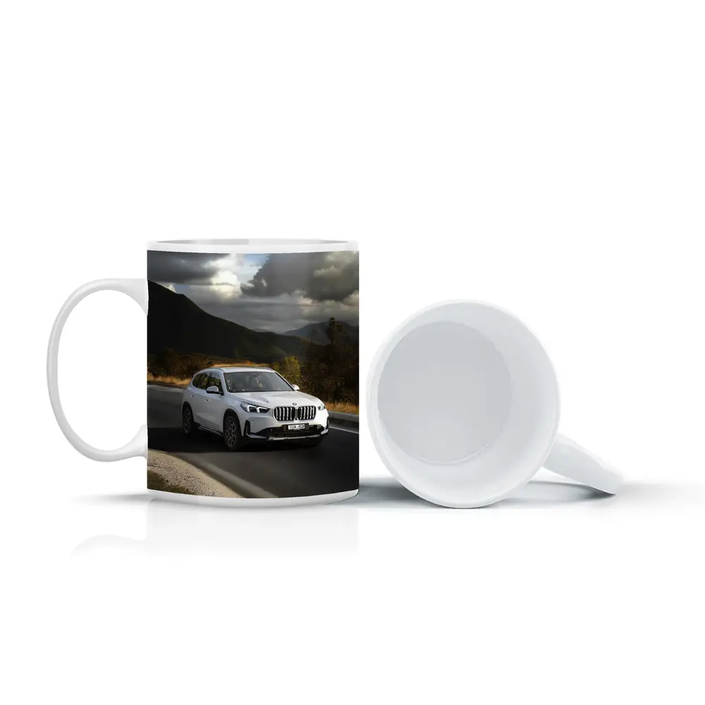 BMW X1 White SUV Mountain Road Drive – Mugs