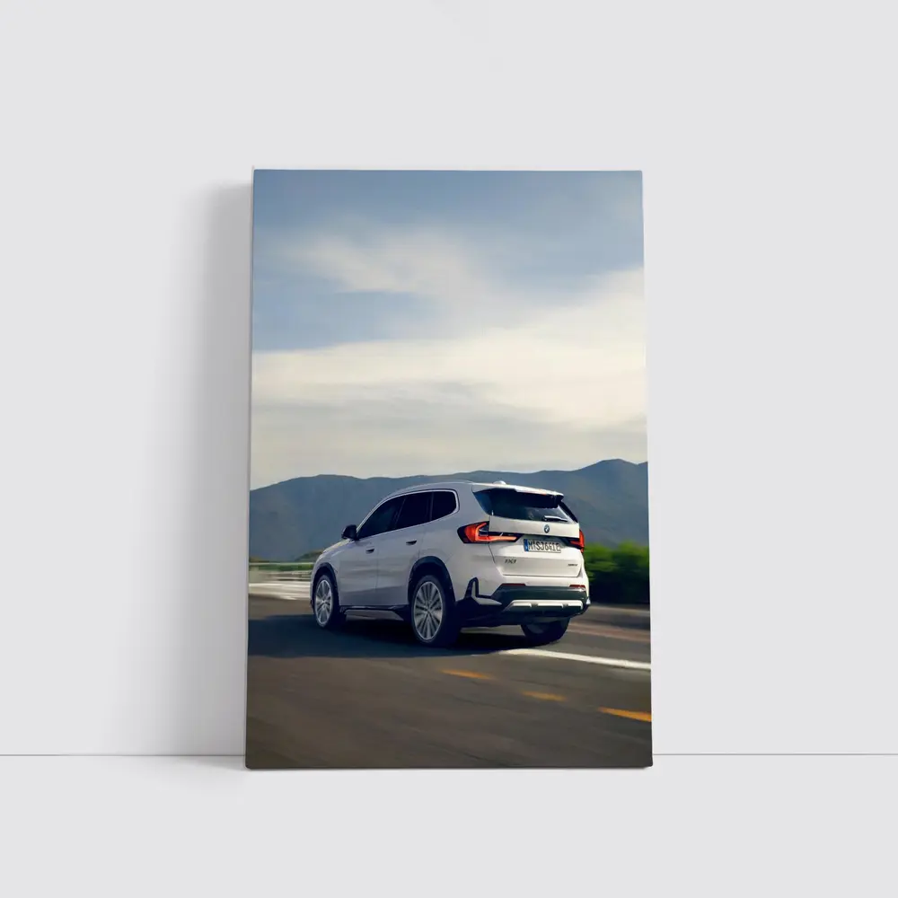 BMW iX1 SUV Driving Mountain Road – Wall Art