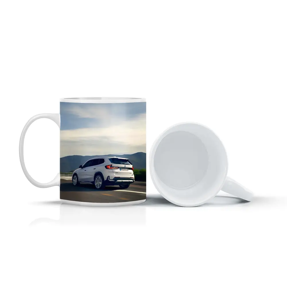 BMW iX1 SUV Driving Mountain Road – Mugs