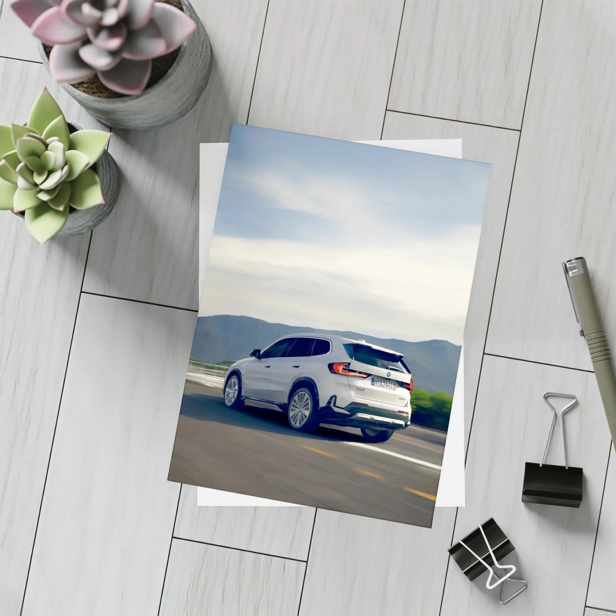 BMW iX1 SUV Driving Mountain Road – Postcards