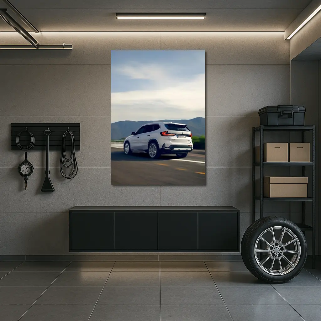 BMW iX1 SUV Driving Mountain Road – Wall Art