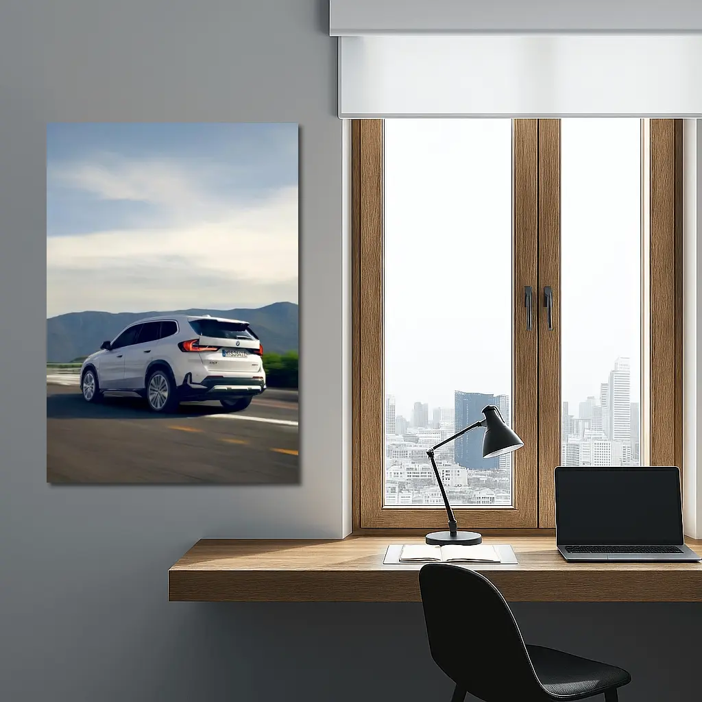 BMW iX1 SUV Driving Mountain Road – Wall Art