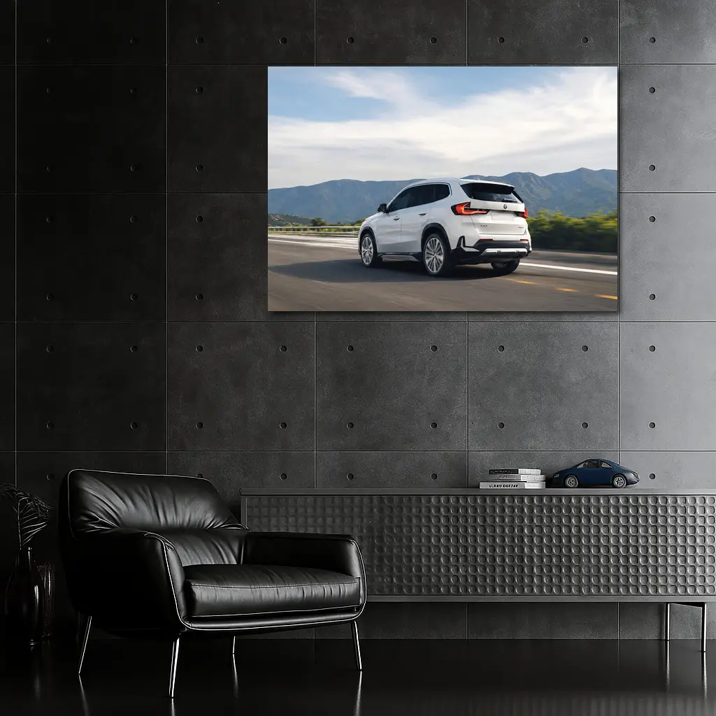 BMW X1 White SUV Mountain Highway Drive – Wall Art