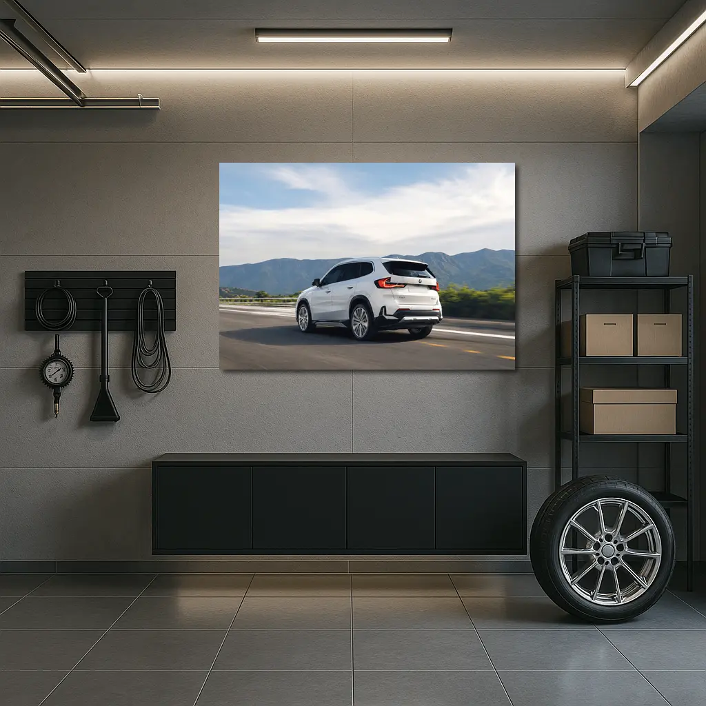 BMW X1 White SUV Mountain Highway Drive – Wall Art