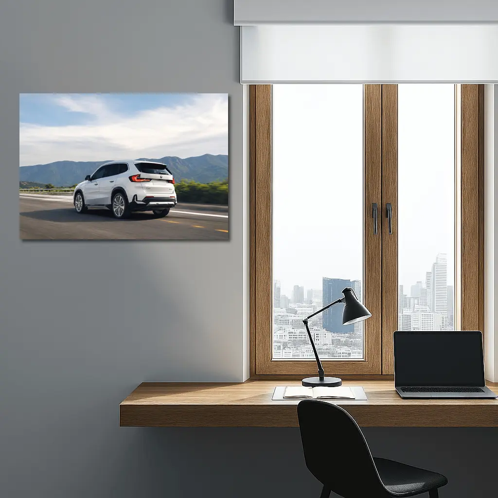 BMW X1 White SUV Mountain Highway Drive – Wall Art