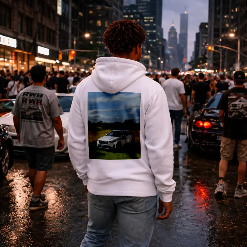 BMW X1 White SUV Green Countryside – Hoodies