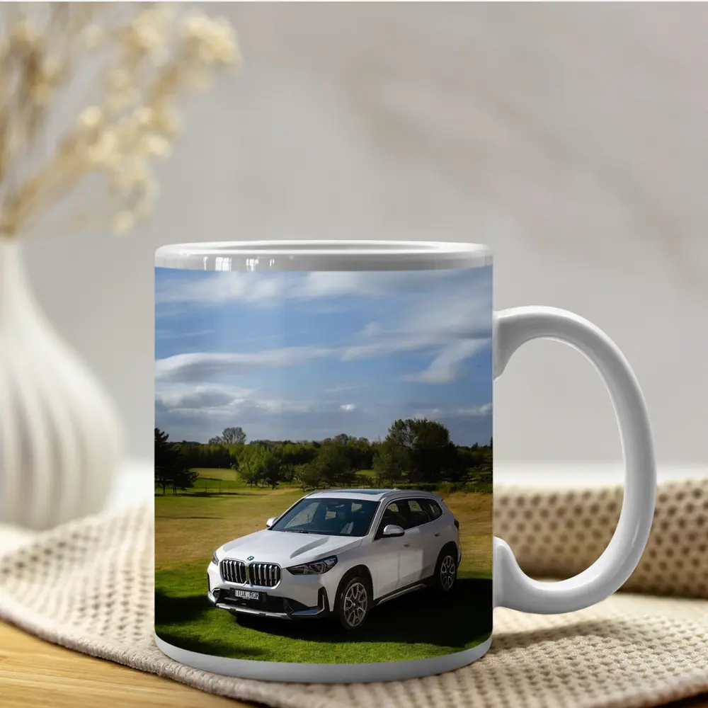 BMW X1 White SUV Green Countryside – Mugs