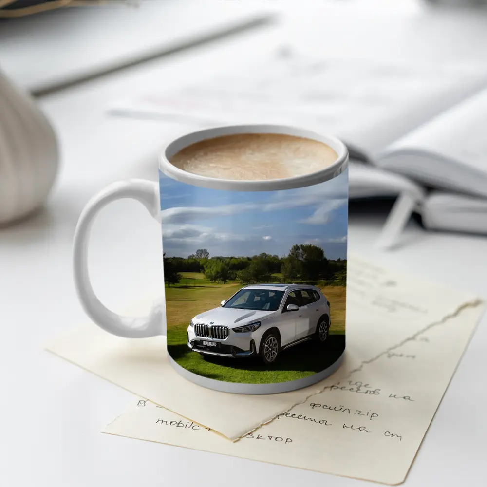 BMW X1 White SUV Green Countryside – Mugs