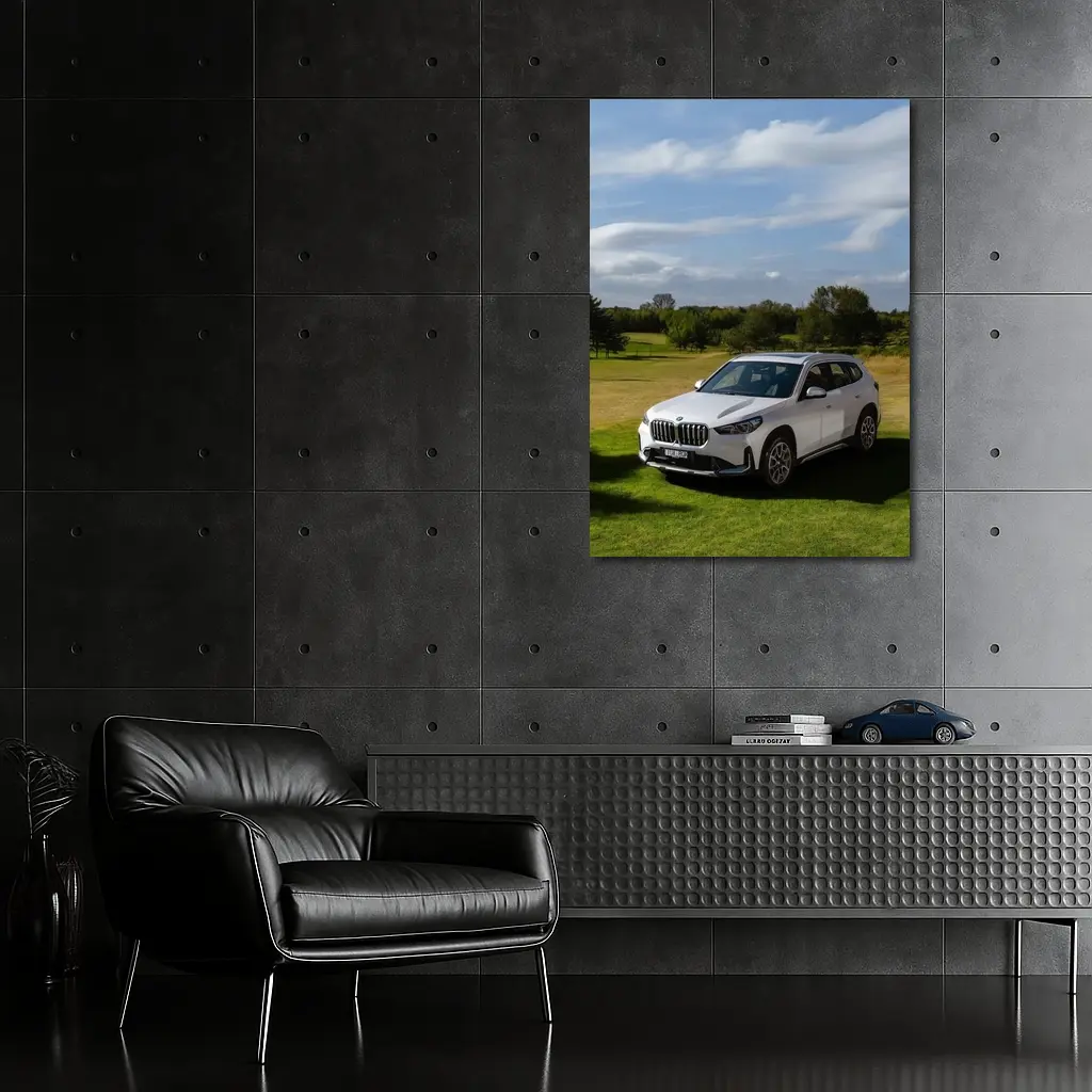 BMW X1 White SUV Green Countryside – Wall Art