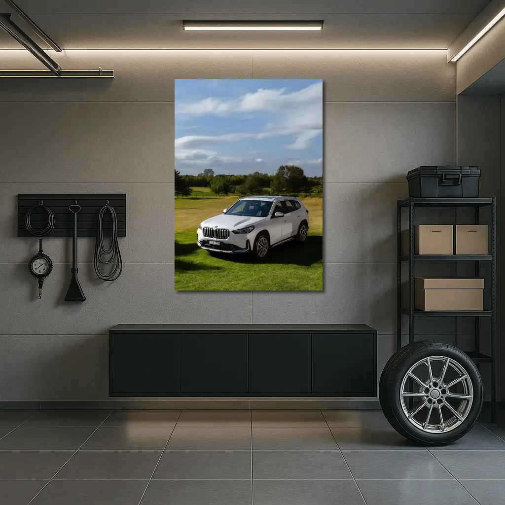 BMW X1 White SUV Green Countryside – Wall Art