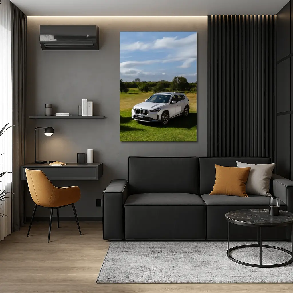 BMW X1 White SUV Green Countryside – Wall Art