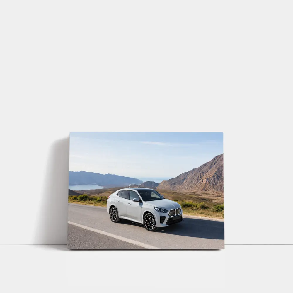 BMW iX2 White SUV Mountain Road – Wall Art