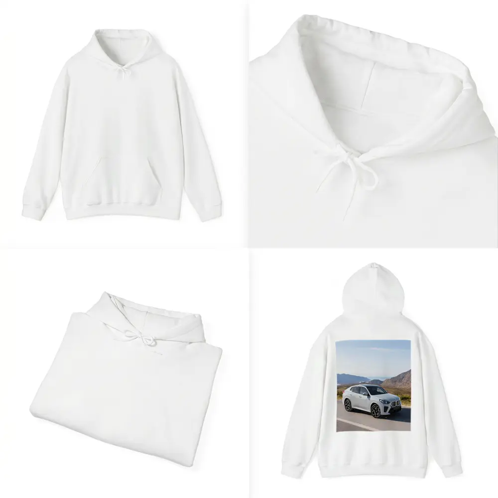BMW iX2 White SUV Mountain Road – Hoodies