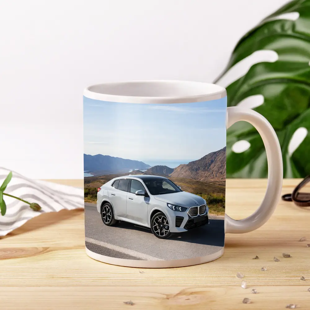 BMW iX2 White SUV Mountain Road – Mugs
