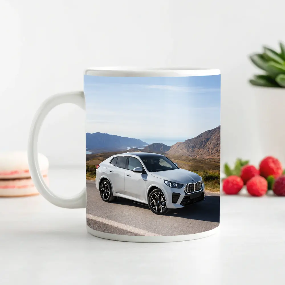 BMW iX2 White SUV Mountain Road – Mugs