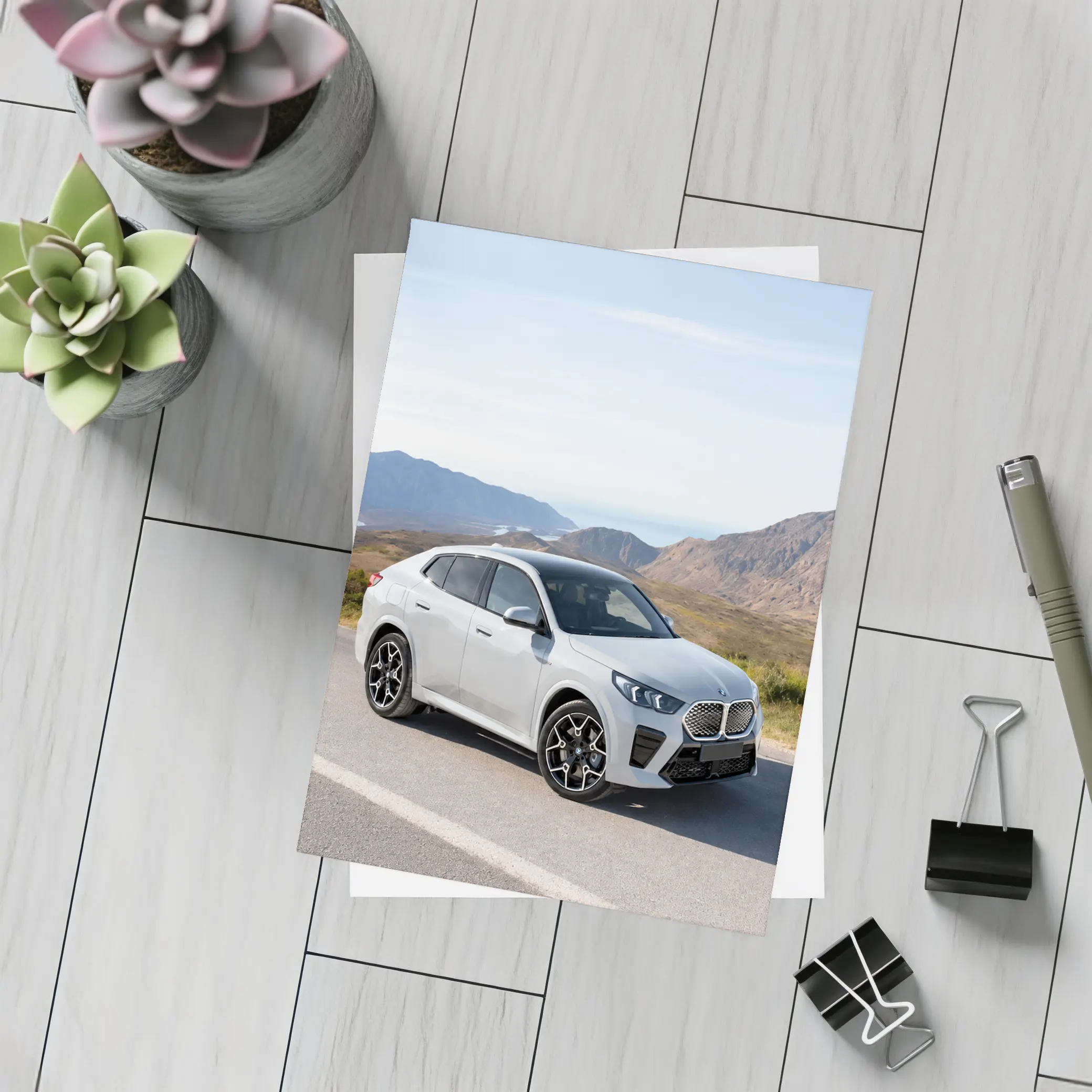 BMW iX2 White SUV Mountain Road – Postcards