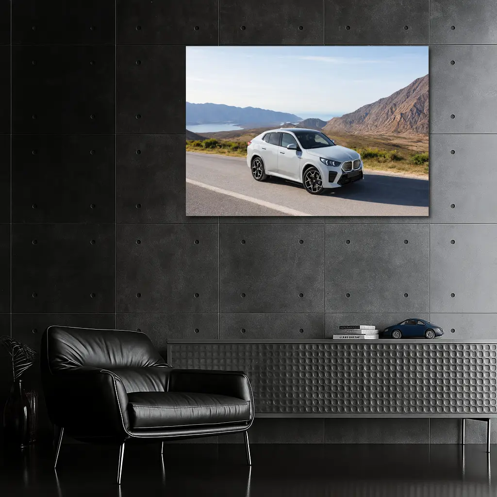 BMW iX2 White SUV Mountain Road – Wall Art