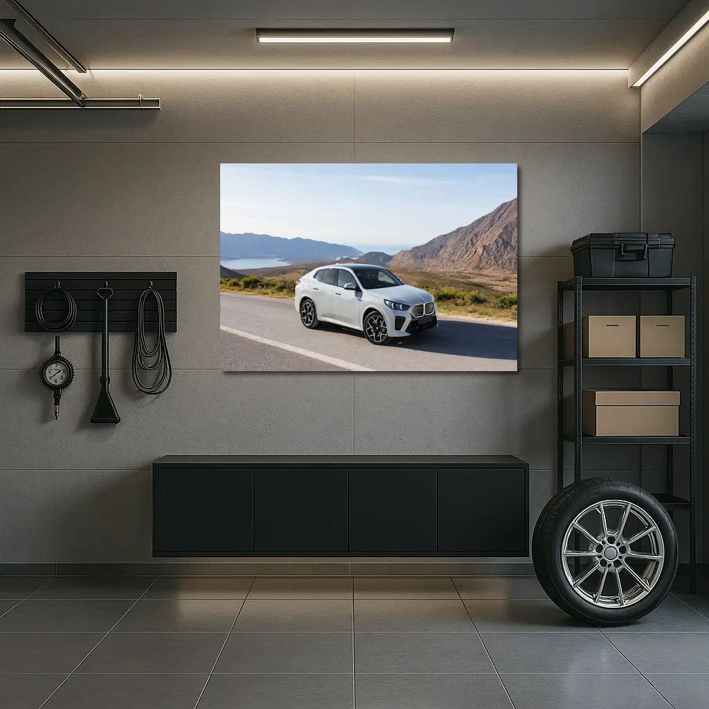 BMW iX2 White SUV Mountain Road – Wall Art