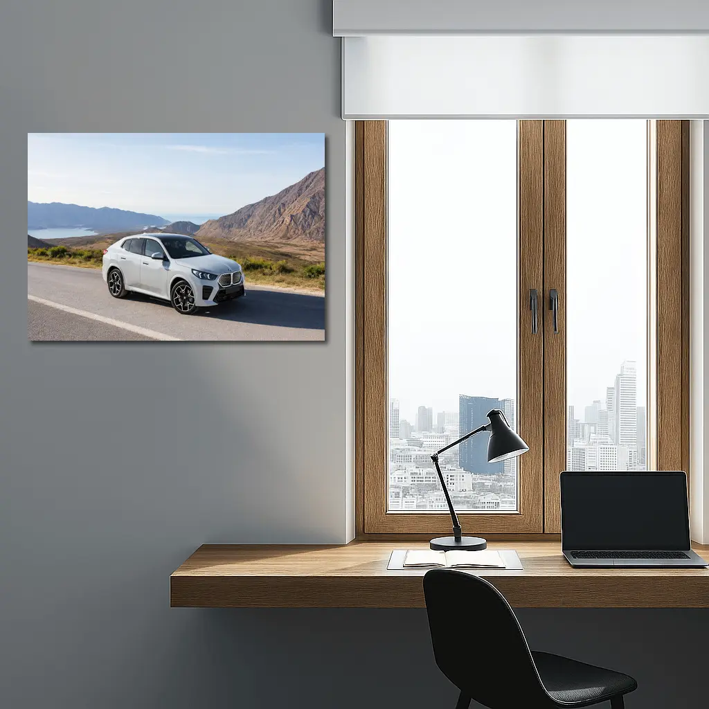 BMW iX2 White SUV Mountain Road – Wall Art