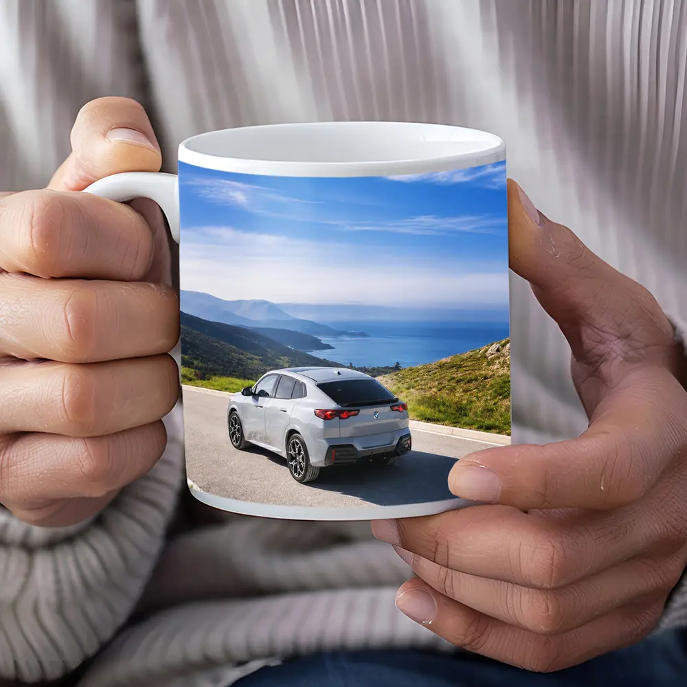 BMW iX2 Grey Rear Coastal Mountain Road – Mugs