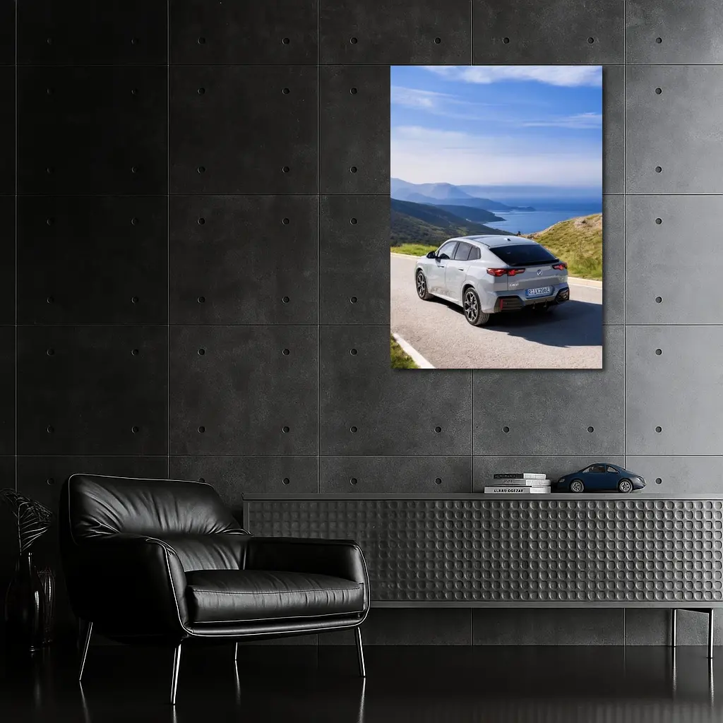 BMW iX2 Gray Coastal Mountain Road Drive – Wall Art