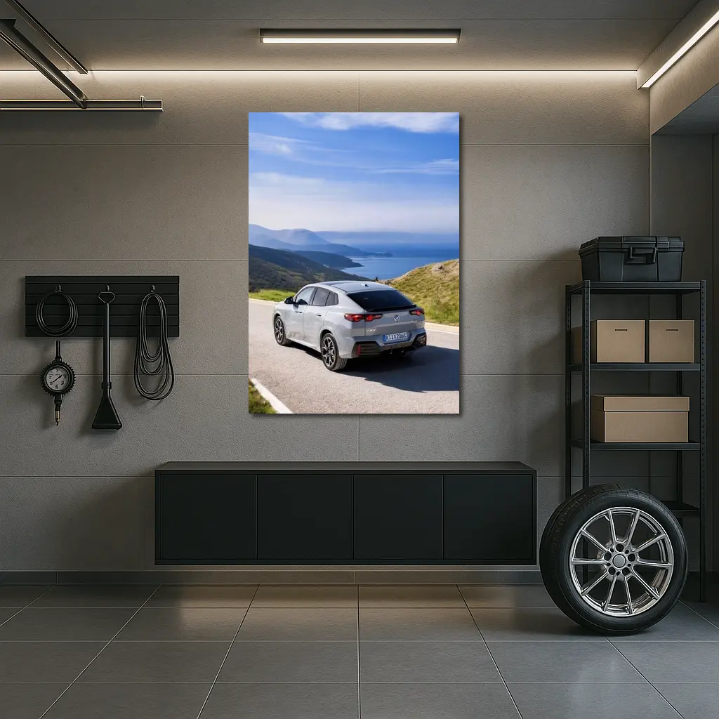 BMW iX2 Gray Coastal Mountain Road Drive – Wall Art