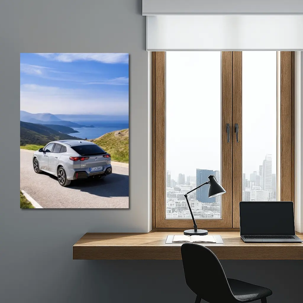 BMW iX2 Gray Coastal Mountain Road Drive – Wall Art