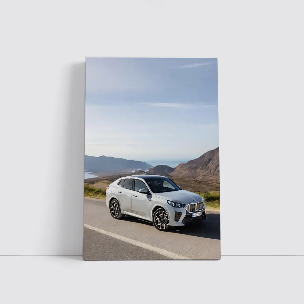 BMW iX2 Silver Coastal Mountain Road – Wall Art