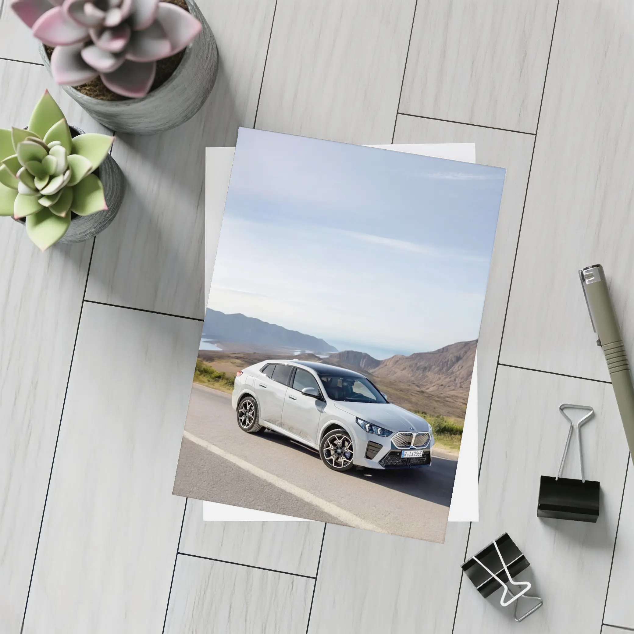 BMW iX2 Silver Coastal Mountain Road – Postcards