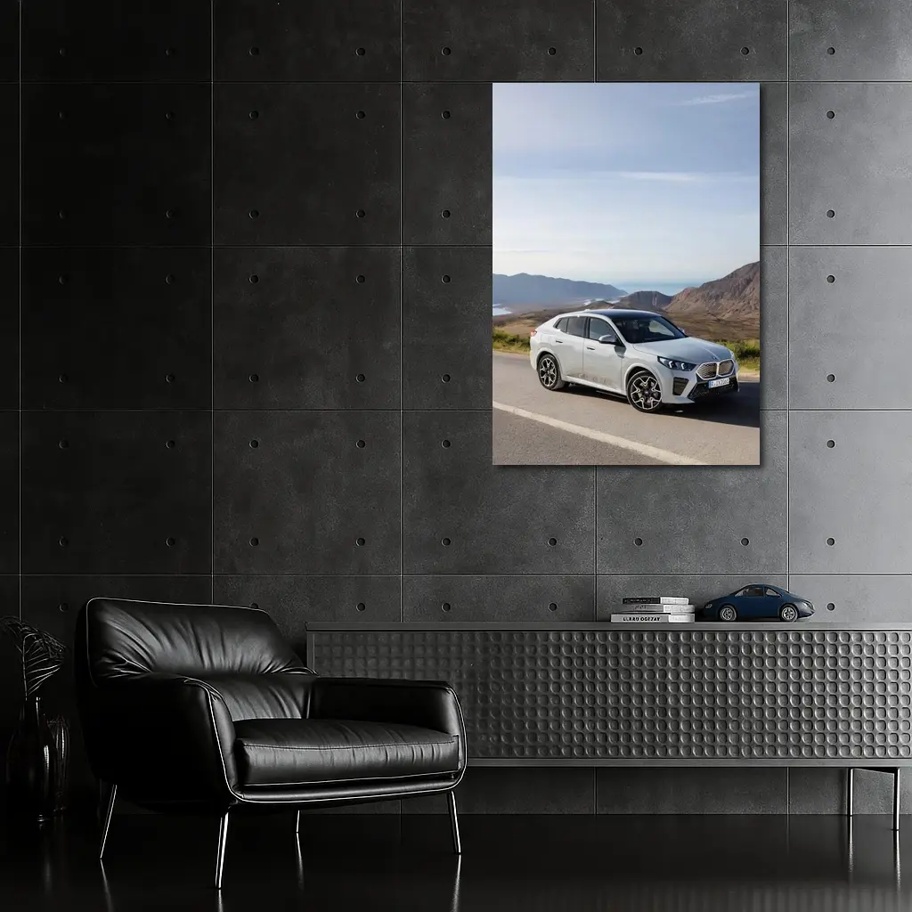 BMW iX2 Silver Coastal Mountain Road – Wall Art