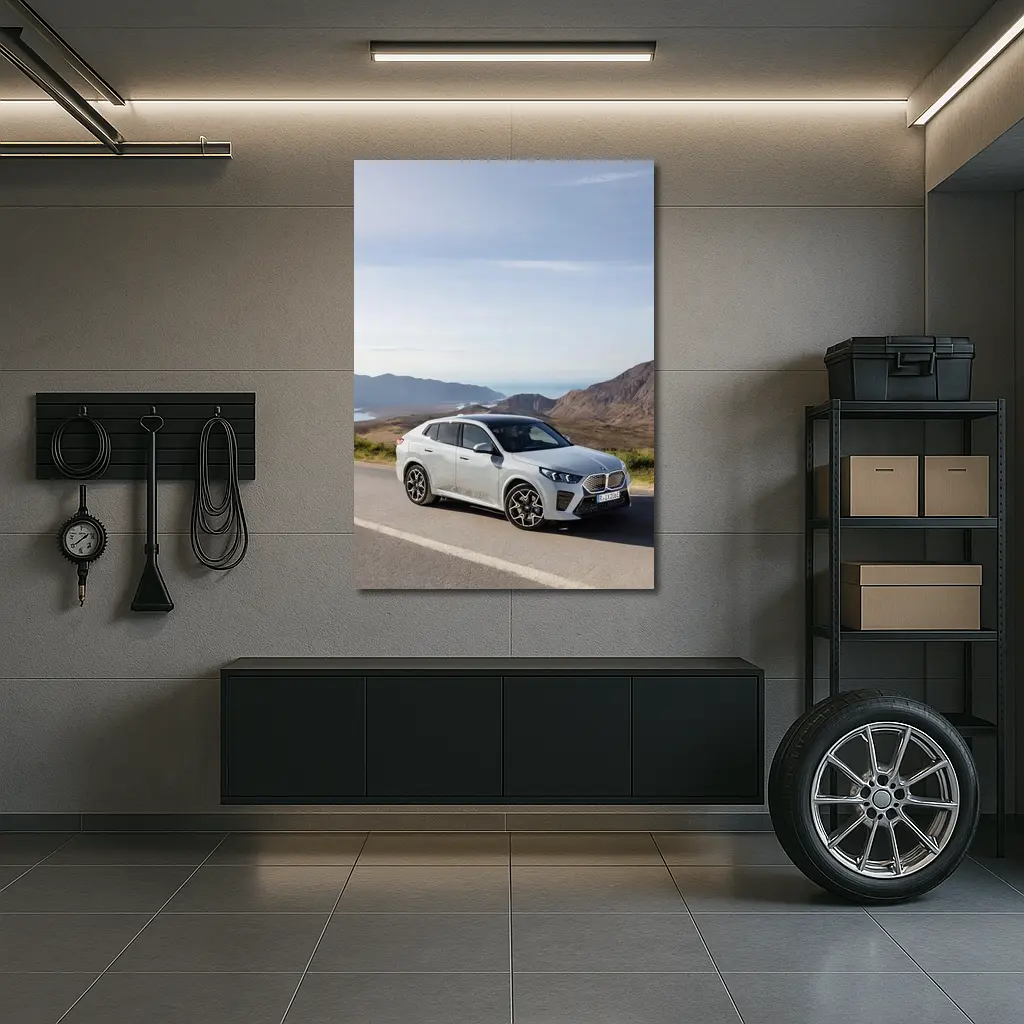 BMW iX2 Silver Coastal Mountain Road – Wall Art