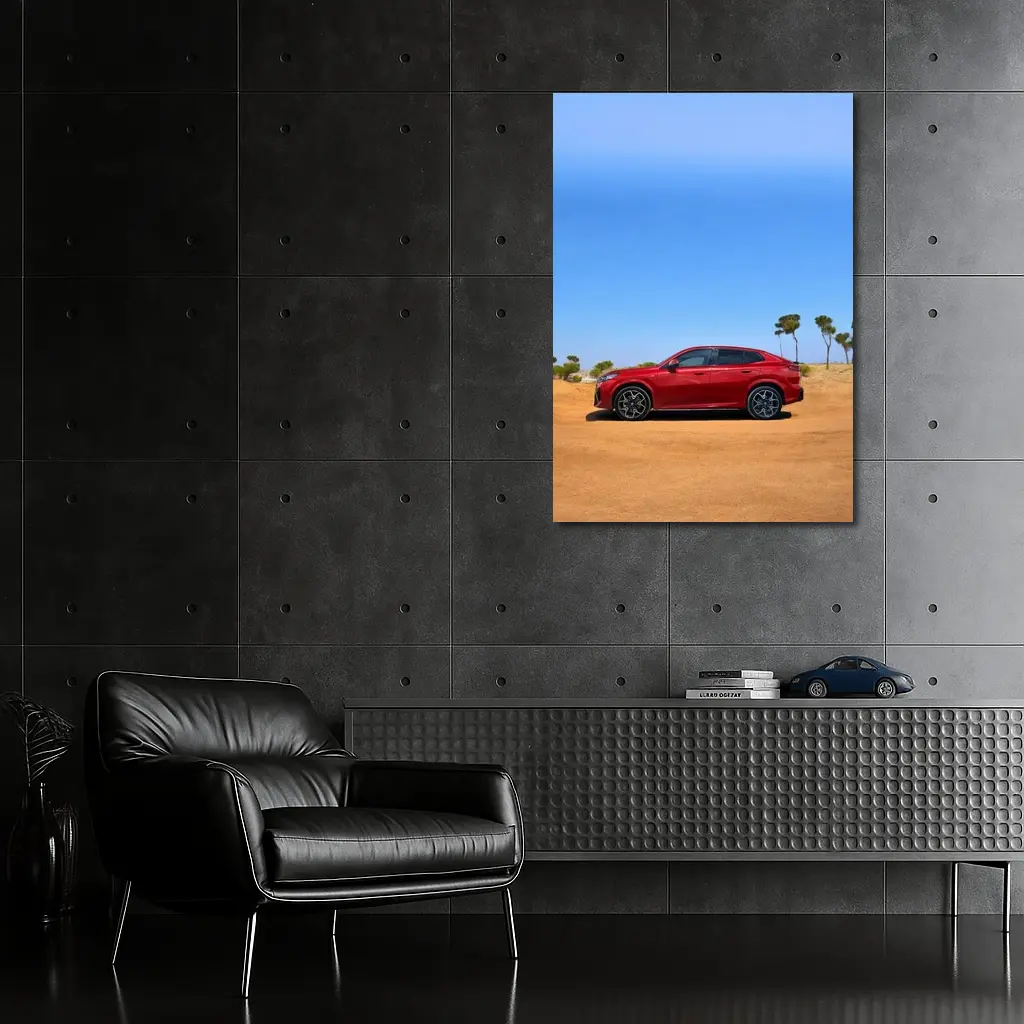 BMW iX2 Red Sandy Desert Blue Sky – Wall Art