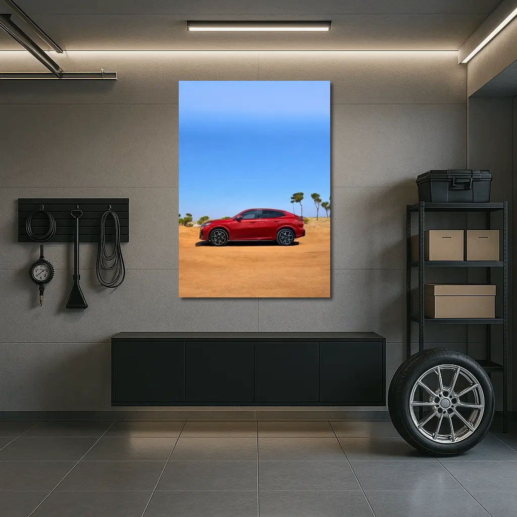 BMW iX2 Red Sandy Desert Blue Sky – Wall Art