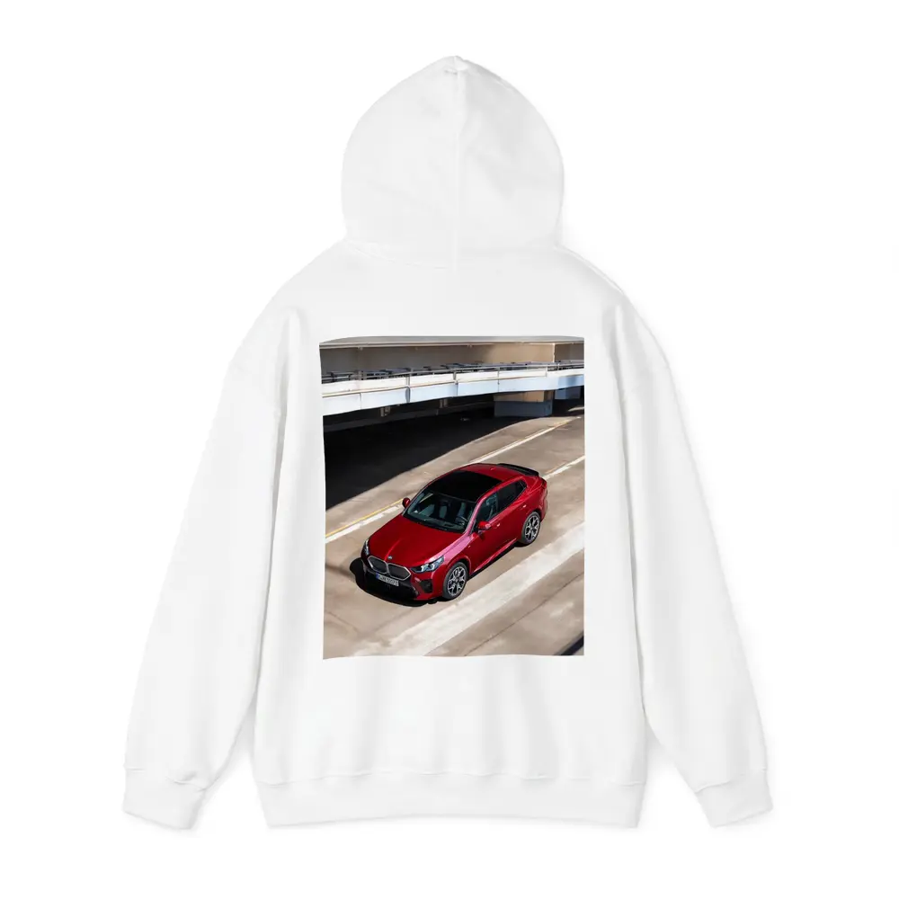 BMW iX2 Red Urban Parking Structure – Hoodies